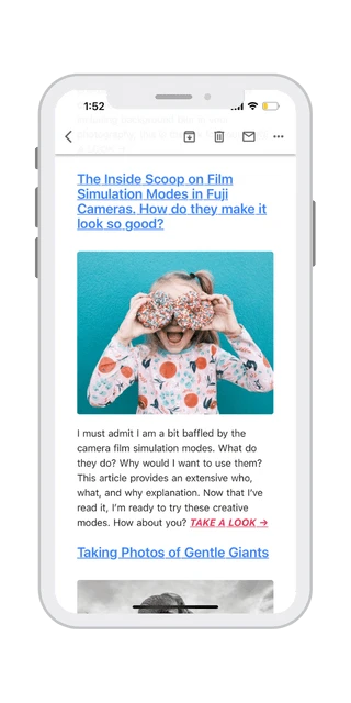 The Daily Snap newsletter shown on a phone